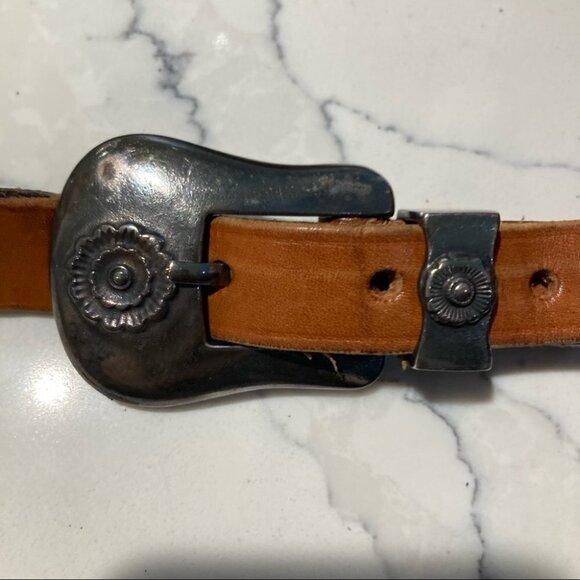 CHICO’S Sz M/L Leather With Metal Embellishments Belt - Picture 3 of 5